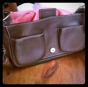 Authentic coach brown leather shoulder bag